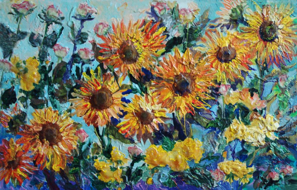 A painting of sunflowers by Julia Sotnykova