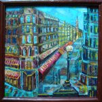 A painting of a Paris Street Corner by Julia Sotnykova