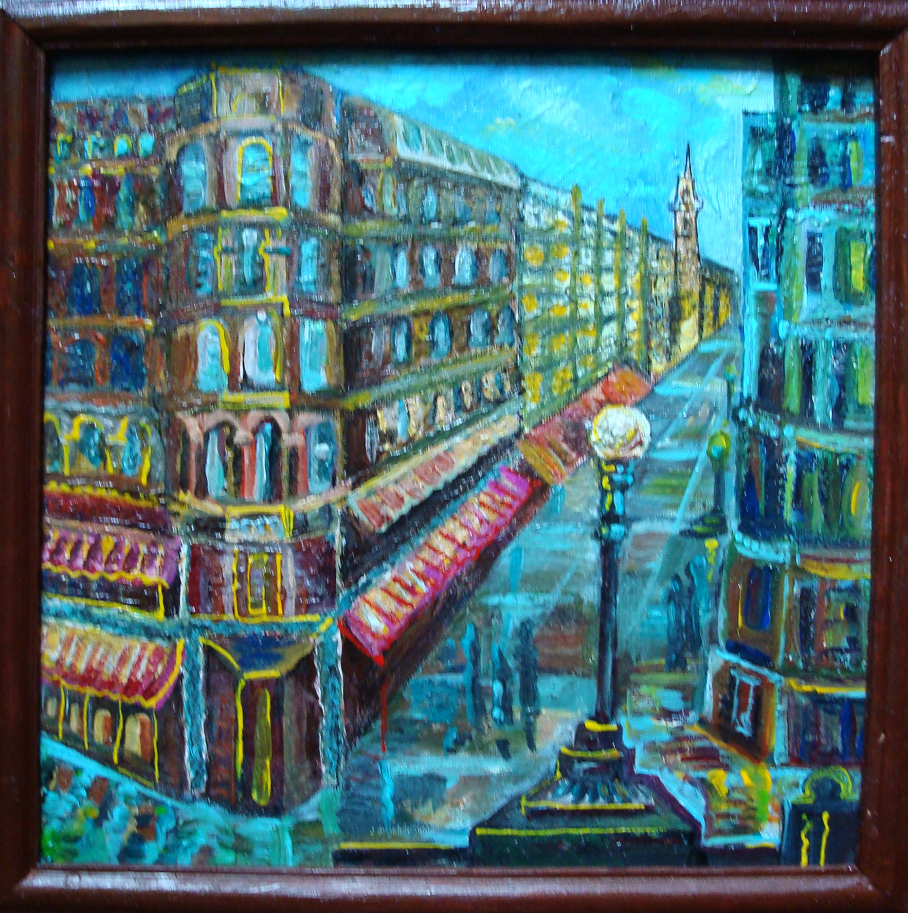 A painting of a Paris Street Corner by Julia Sotnykova
