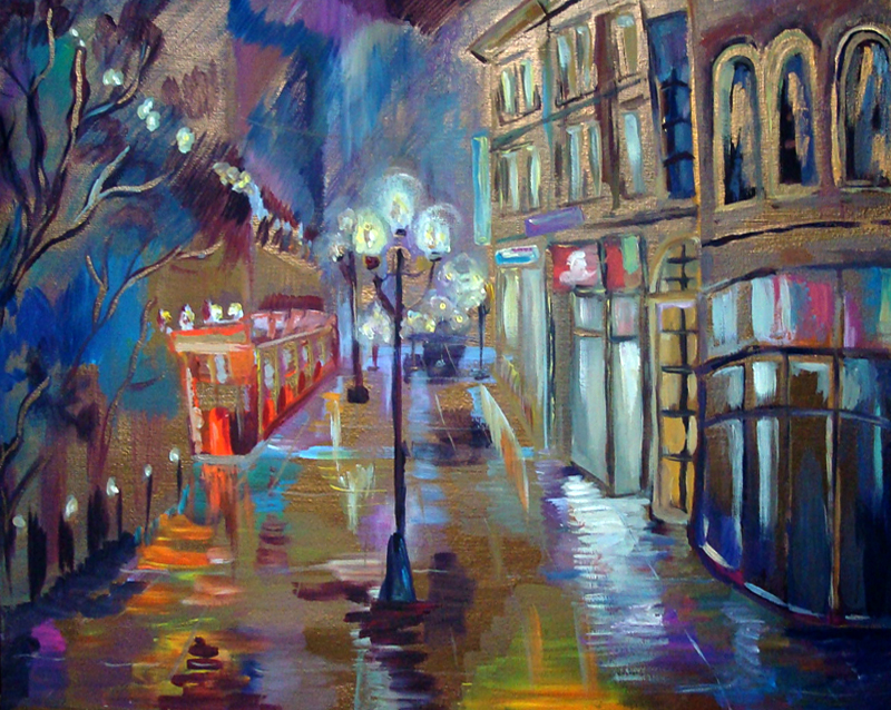 A painting of a Paris Street by Julia Sotnykova