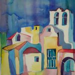 Painting of a Spanish Town by Julia Sotnykova