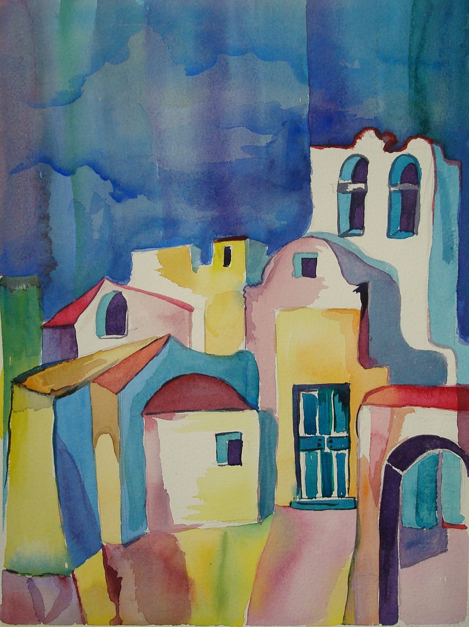 Painting of a Spanish Town by Julia Sotnykova