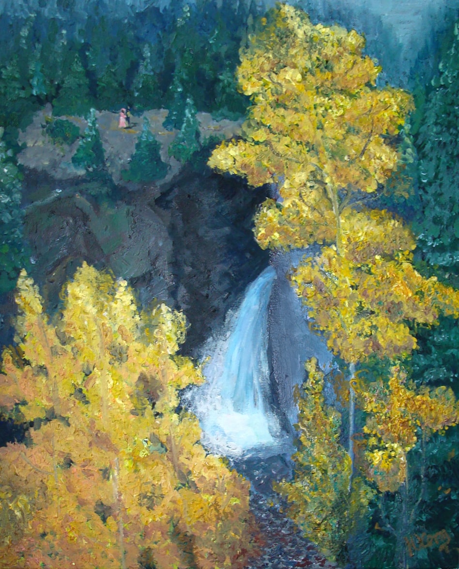 Painting of Vancouver nature and waterfall - Julia Sotnykova